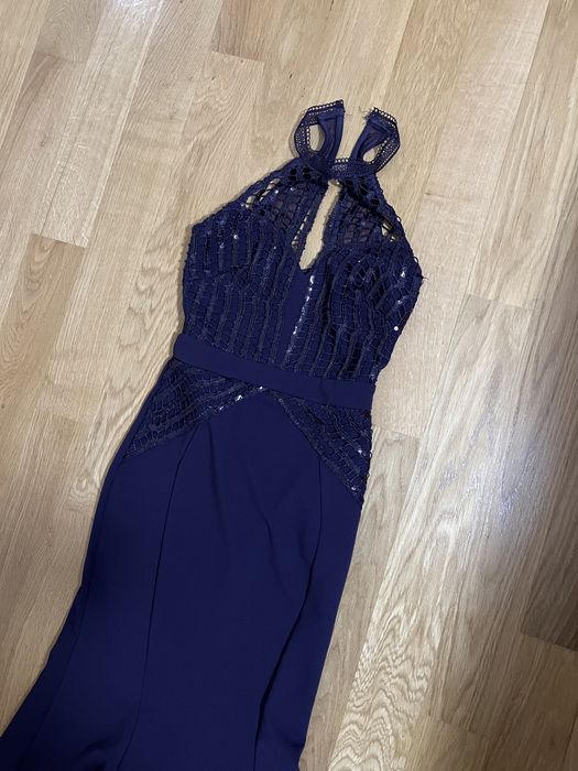 Лилава официална дълга рокля