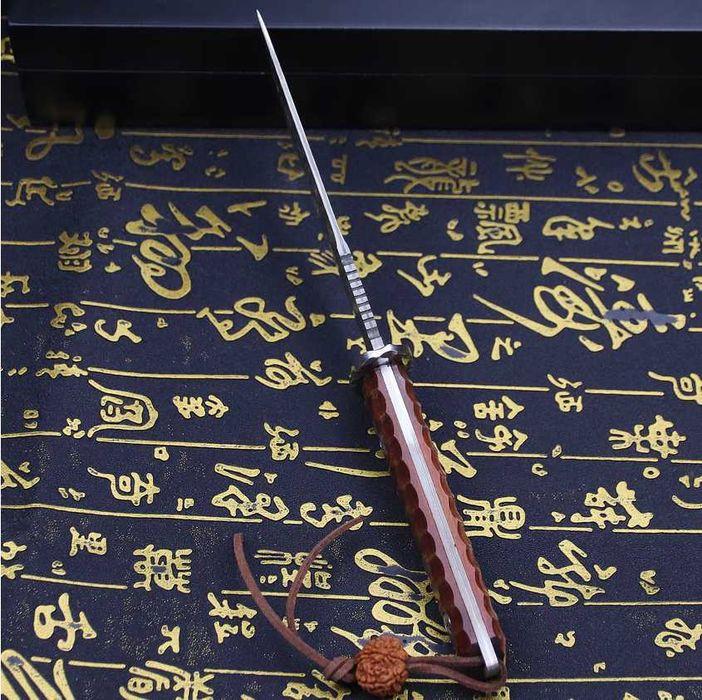 Cutit japonez Tanto, otel Damasc Full Tang, teaca piele