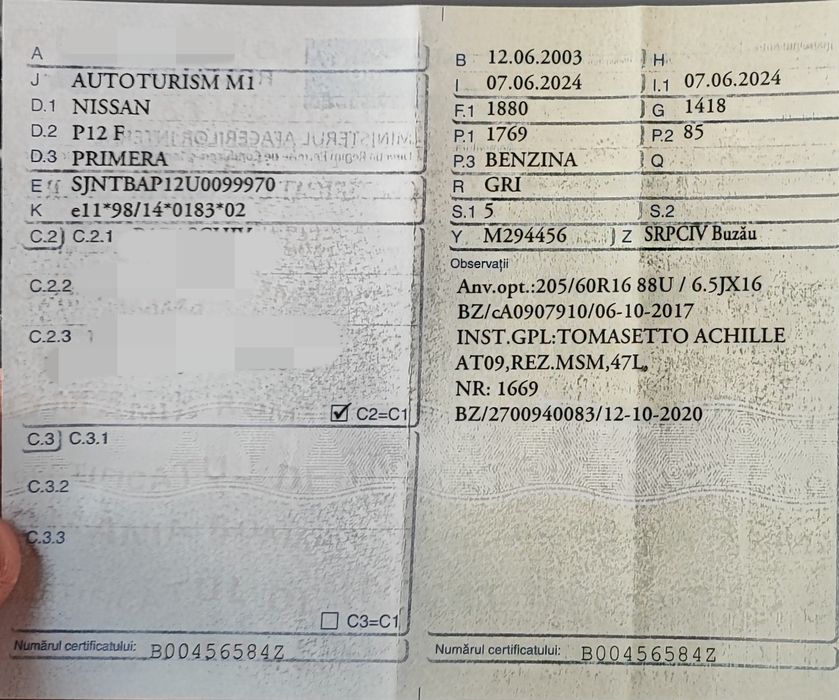 Nissan Primera P12 2003 Benzina + GPL