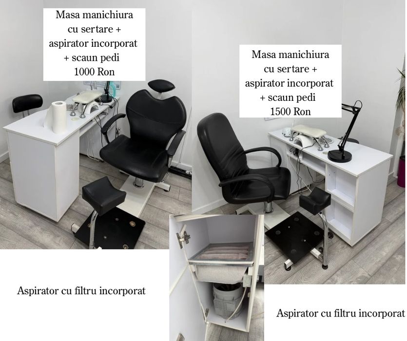 Masa manichiura aspirator incorporat, Scaun pedichiura