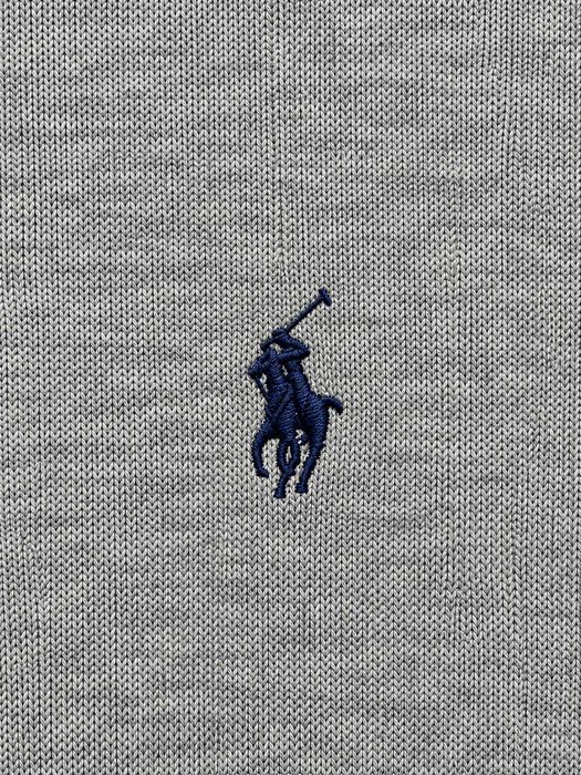 Pulover Polo Ralph Lauren bărbați din bumbac Pima, gri deschis, decolteu în V, Mărimea L