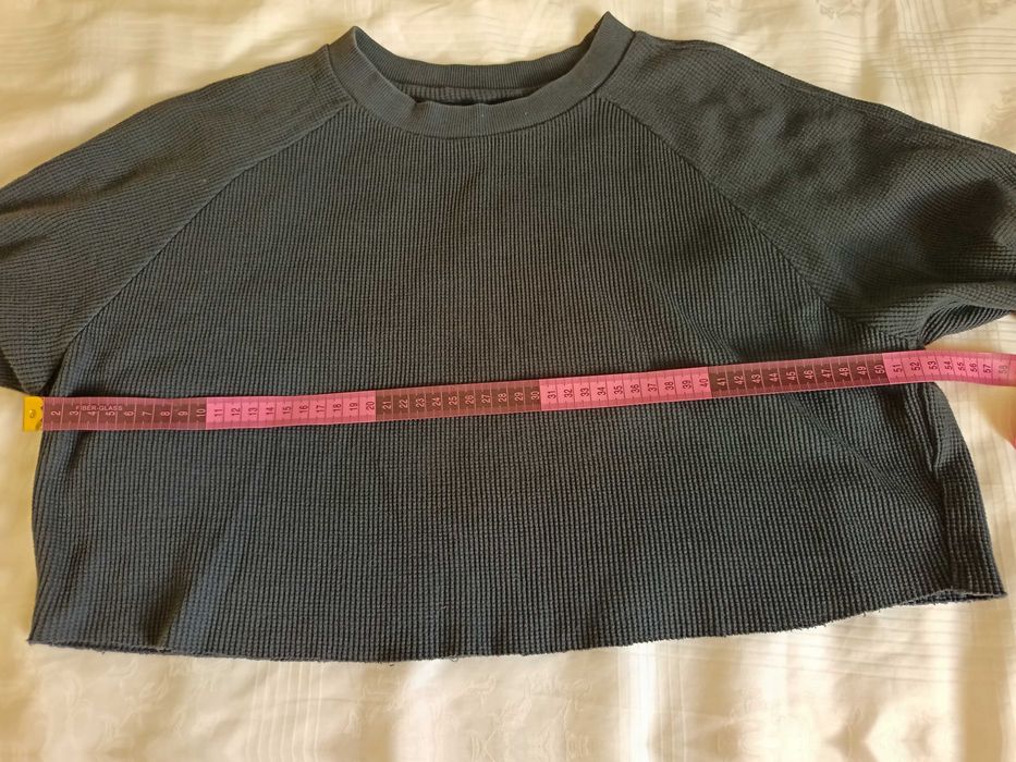 Bluză crop texturată, gri închis, Cropp, mărimea S, stare foarte bună