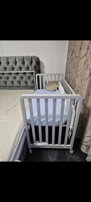 Patut Bebelusi Transformabil 9 in 1 Glam Alb Lemn de Fag cu Saltea & Set Pat Azzurra