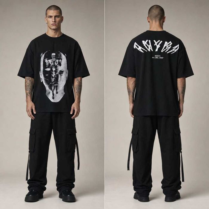 Мъжка тениска 44 Group Label Regular Fit - Черна/Бяла