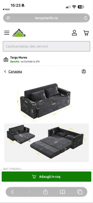 Canapea 157 cm nou