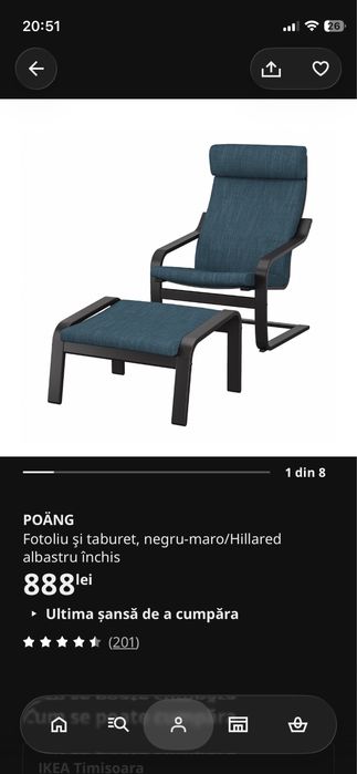 Fotoliu si taburet IKEA POANG
