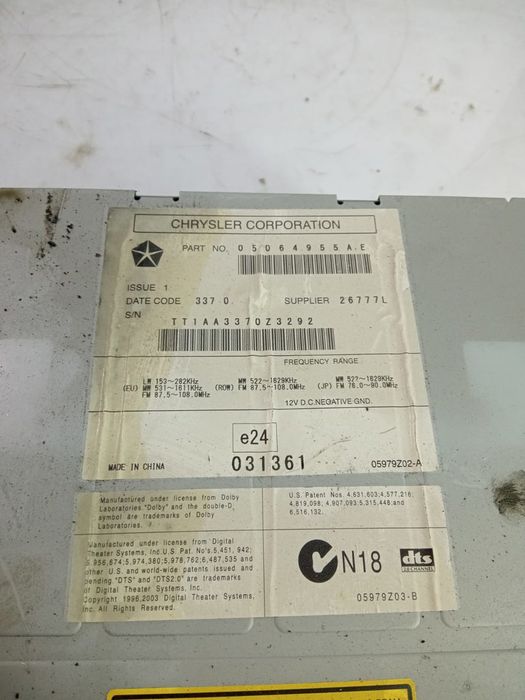 Radio cd mp3 05064955ae Dodge Caliber 1 generation (2006 - 2012)