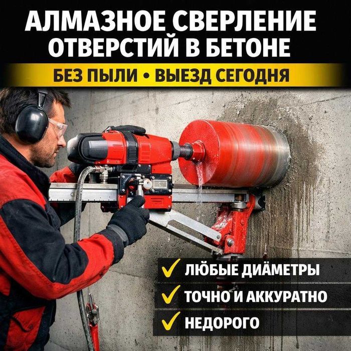 Алмазное сверление и бурение под вентиляцию и трубы — Астана, выезд