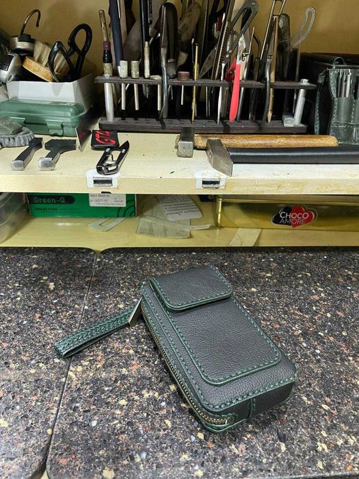 Мини барсетка из натуральной кожи, ручная авторская работа.