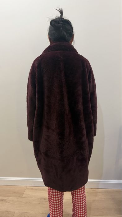 Эко шуба бордового цвета