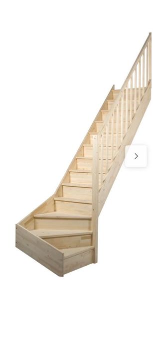 Scară interioară din lemn Brad Laura cu turnantă – 375x80 cm – Leroy Merlin