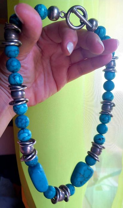 Колие сърце, обеци злато, гривна перла тюркоаз сребро седеф ахат корал