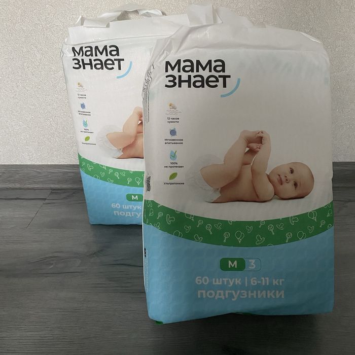 Памперсы Мама Знает M (3),(6-11 кг) 60 шт