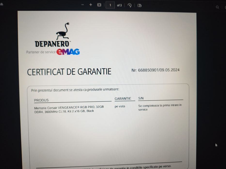 Vand 2x16 gb 3600mhz ram Corsair garantie pe viata depanero