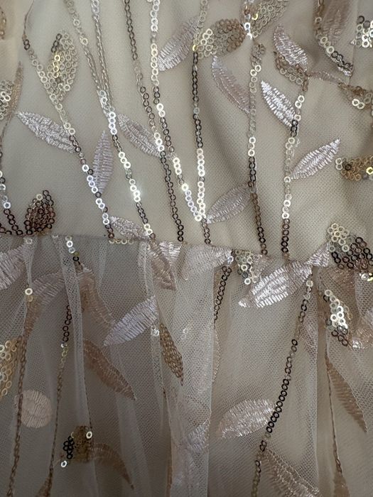 Голям размер официална рокля с бродерия и пайети