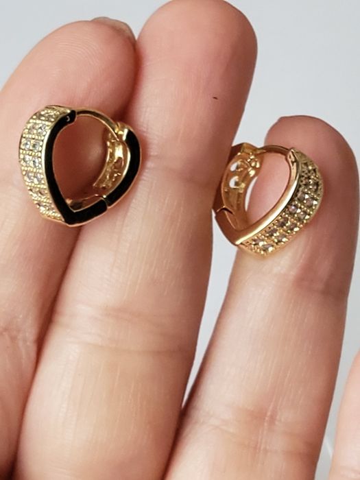 GP179, cercei placați aur 18 k,incuetoare sigura, inima