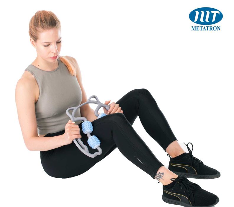 Aparat pentru masaj muscular de relaxare, cu role moi din silicon, pentru brațe, gât, șolduri, picioare
