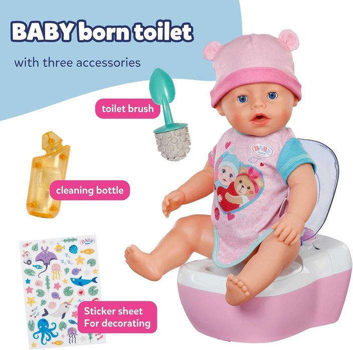 BABY born Тоалетна за кукли със звуци и аксесоари, за кукли 36 и 43 см