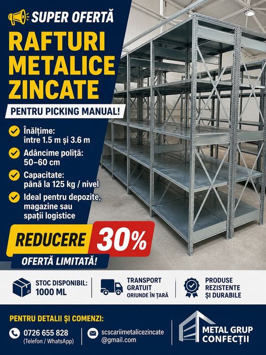 Rafturi metalice zincate la cela mai mica preț