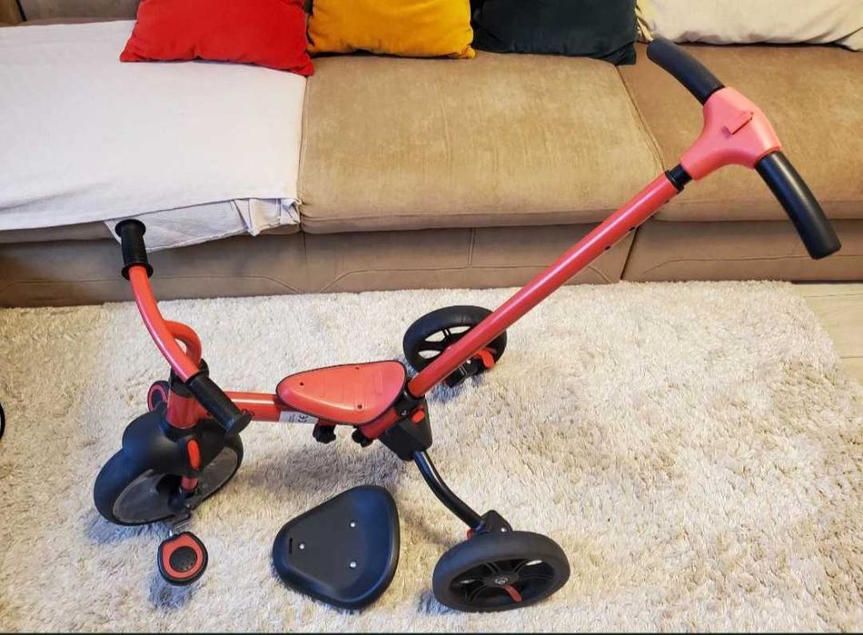 Tricicleta/bicicleta rosie cu maner pentru parinte