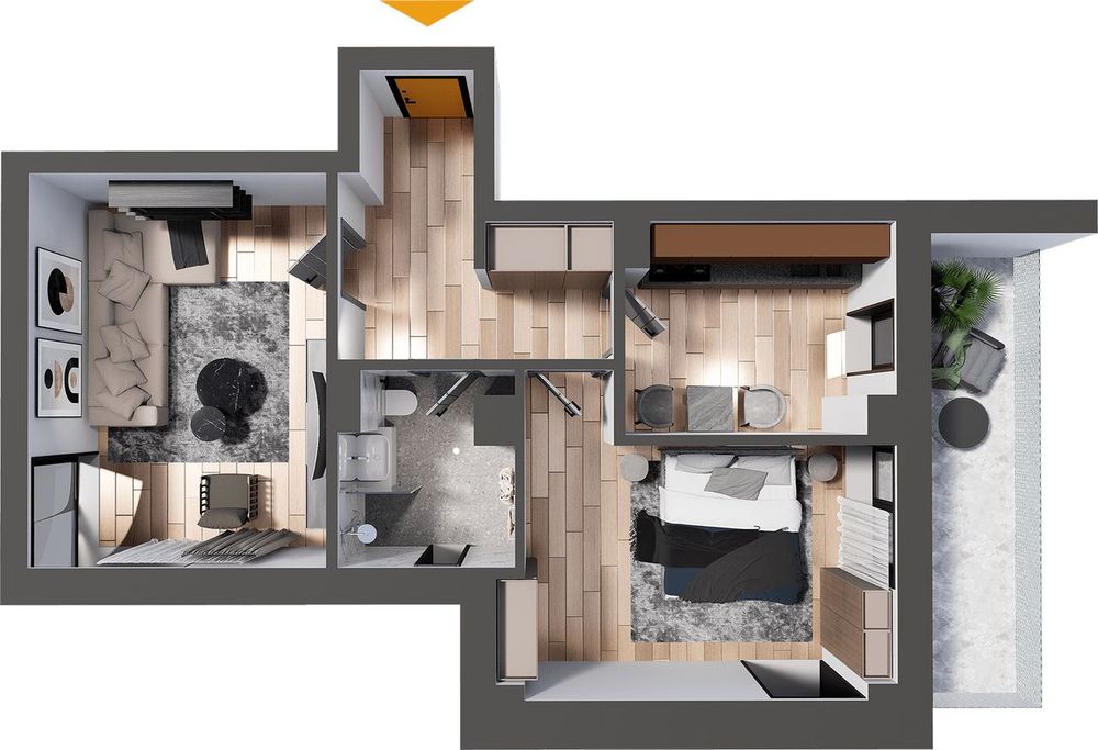 Direct Dezvoltator- 2 camere decomandat/geam la baie- 67,96mp