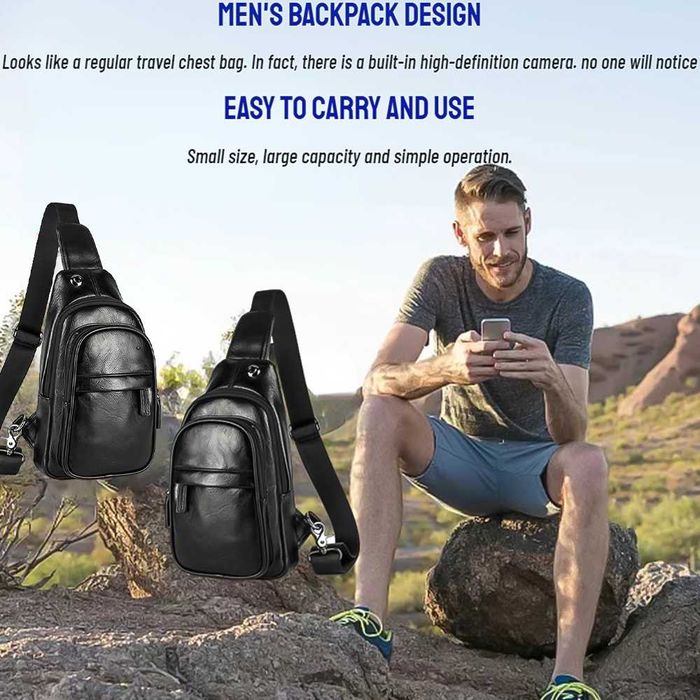 Мъжка кожена чанта със скрита камера, шпионска WIFI камера