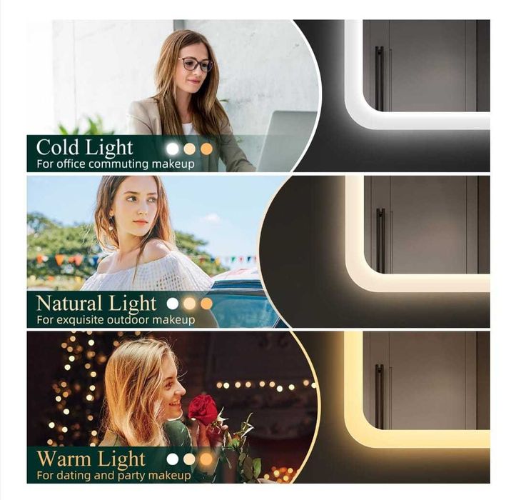 Огледало за баня със  LED осветление 80/80 см , блуту