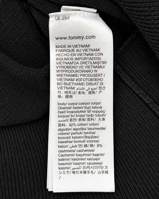 Pulover Tommy Hilfiger Mărimea XL – Bumbac Pima și Cașmir – Negru – Guler Înalt