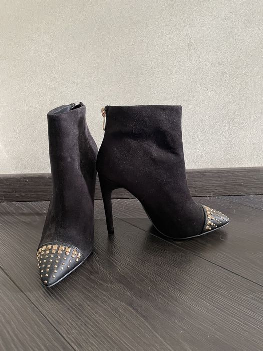 botine negre cu tinte