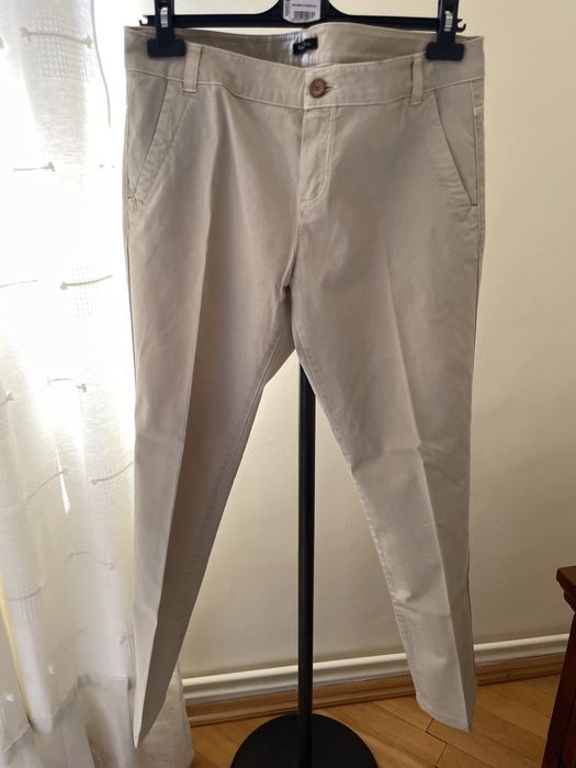 Pantaloni Massimo Dutti, bumbac, bej