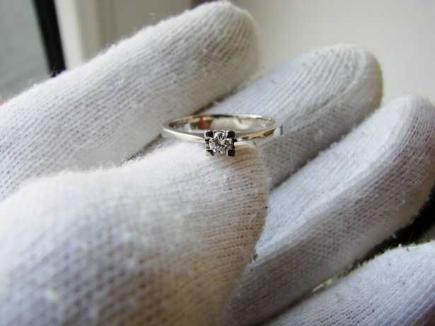 Inel Aur Alb 14K Cu Diamant Brilliant De Logodna