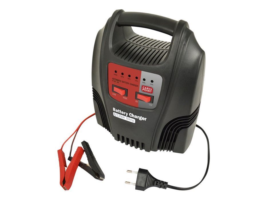 Incarcator acumulator auto Carpoint 6V/12V 2-8A redresor automat cu leduri de incarcare, pentru baterii plumb-acid 20-80Ah