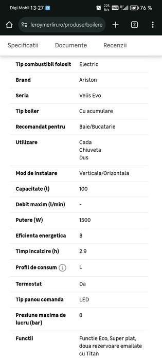 Vând boiler electric ARISTON