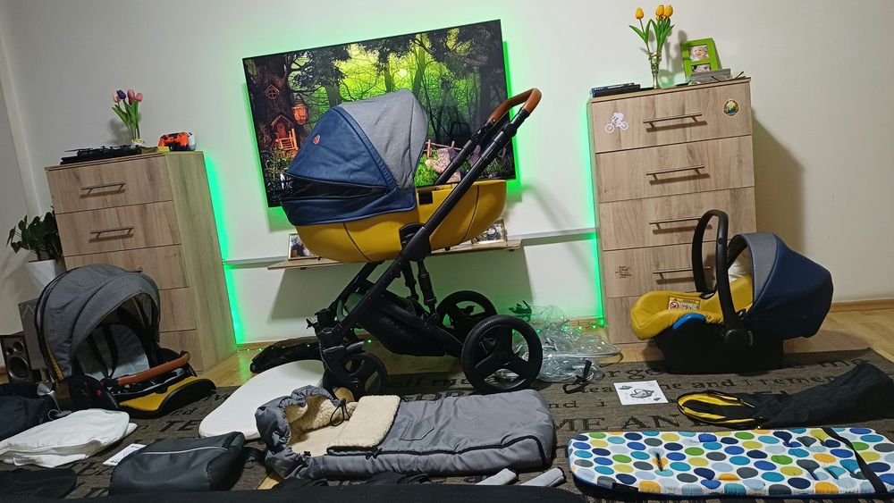 Cărucior/căruț copii 3 în 1 sport+landou+scaun auto(scoică)Krausman.