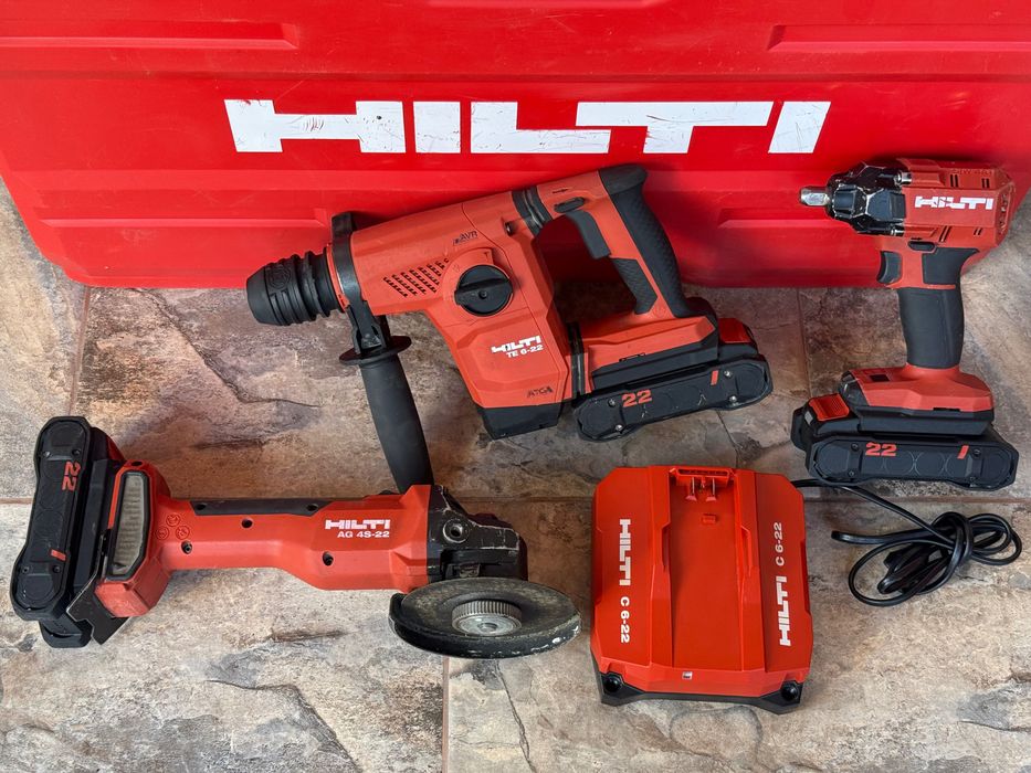 HILTI NURON комплект TE 6-22 / SIW 4AT-22 / AG 4S-22 + 3 батерии + зарядно