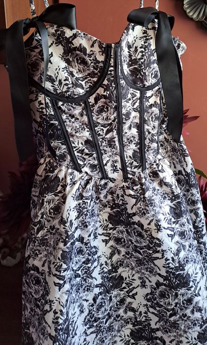 Rochie superba de ocazie rochie de zi alb negru shein