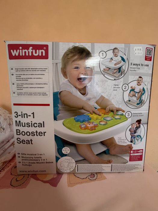 WINFUN 3 в 1 Музикален Стол с табла за храна и активен борд