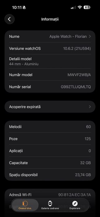 Apple Watch seria 5 44Mm aluminium GPS