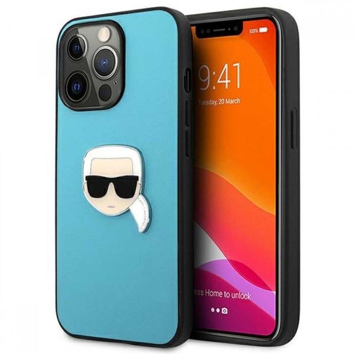 Гръб Karl Lagerfeld Leather Ikonik Karl`s Head Metal за iPhone 13, iPhone 13 Pro, iPhone 13 Pro MAX