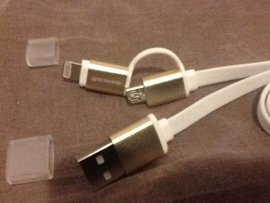 Cablu de date original MAXCELL 2 în 1. Adaptor micro usb și Iphone.