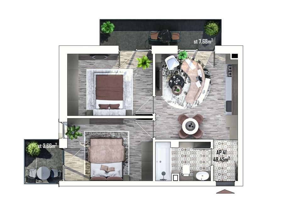 3 camere | Estimo Park | Orientare Sud Vestica| Parc & Grădiniță