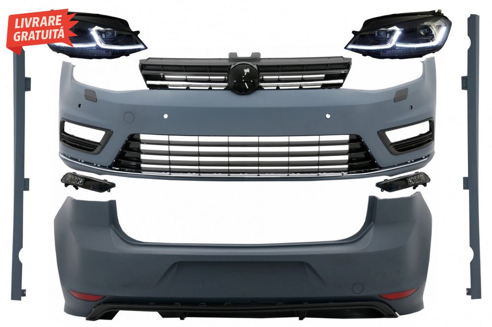 Kit Exterior Complet VW Golf VII 7 (2012-2017) cu Faruri LED Semnal Di