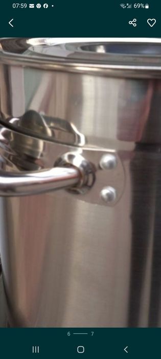 Oală inox alimentar 98 L  Promo 299 lei ( 50 x 50 ) cm cu capac inox