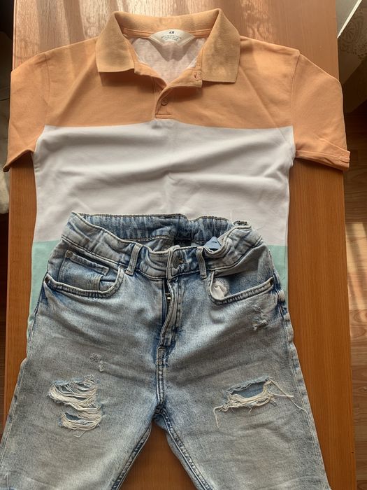 Set H&M tricou cu pantaloni scurti de blugi