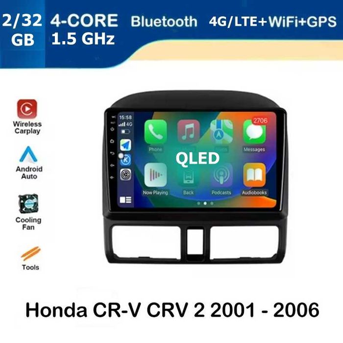 Honda CR-V_2 2001 до 2006 9” 2-DIN с Android 12, 4G/LTE, 2/32GB, QLED