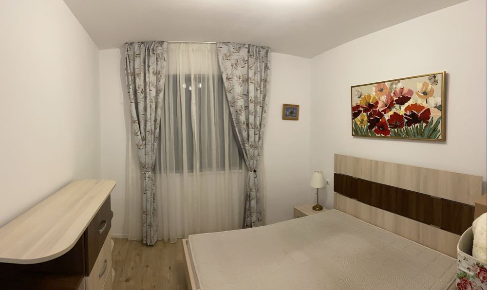 Vand pat(saltea 180x200)cu noptiere si comoda inalta crem cu maro