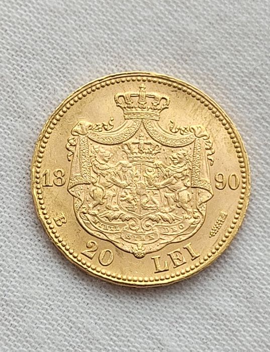 Moneda 20 lei 1890 Aur Carol l bani vechi bancnota