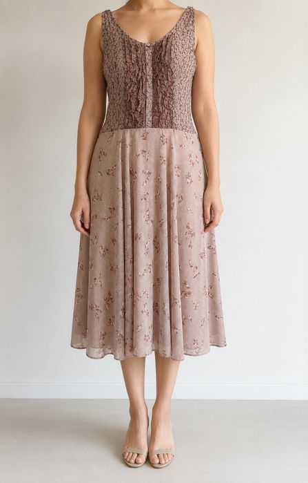 Rochie Mango florala roz pudrat cu volane marimea L