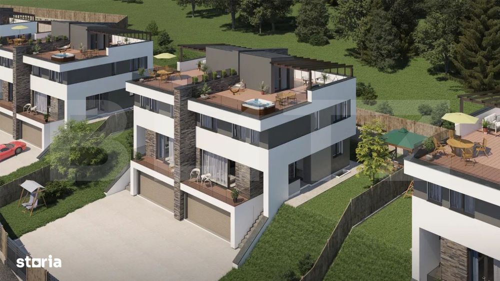 Casa moderna cu terasa panoramica si garaj dublu – confort, intimita