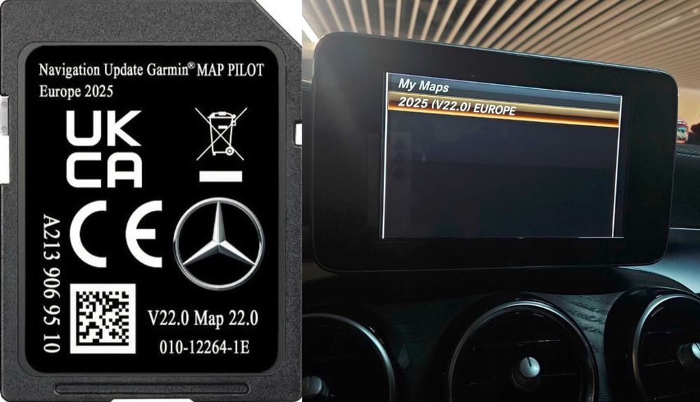 2026 Карта Мерцедес Навигация Mercedes Garmin MAP PILOT SD Card Ъпдейт Европа България Гърция Карплей Андроид Ауто Мерцедес V22 A213xxx Becker